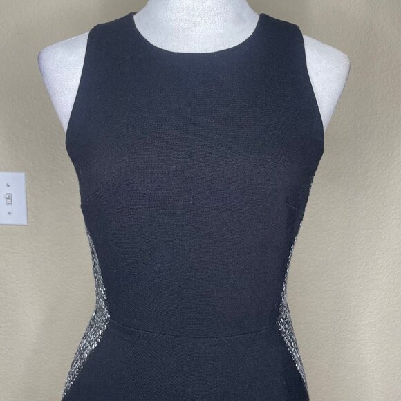 Banana Republic Black Sleeveless Lined Tweed Side Dress Zip Back Sz 2 - Picture 2 of 9
